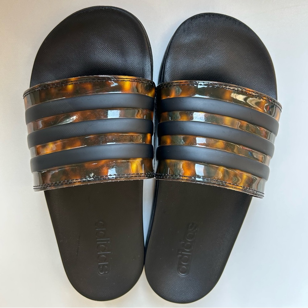 Adidas Adilette Comfort Slides - Black and Brown